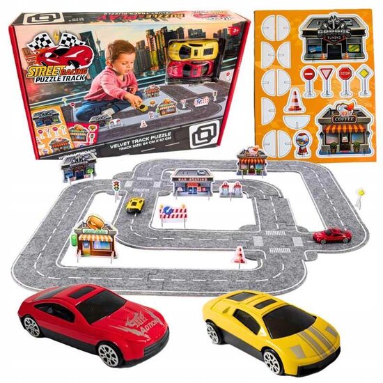 Street Racing, soft car racing puzzle track with 2 cars and accessories